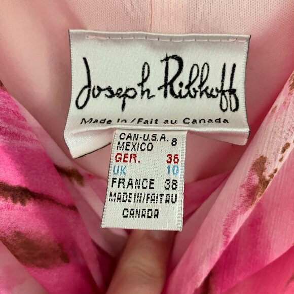 JOSEPH RIBKOFF Multicolored Pink Brown & White Dress Size 8 Ruffle Layer Look. - Picture 5 of 10